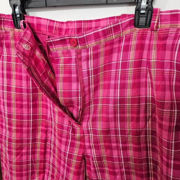 EP Pro Plaid Cotton Pink Golf Shorts Elastic Waist Size 14 Large Three Pockets - Picture 5 of 7